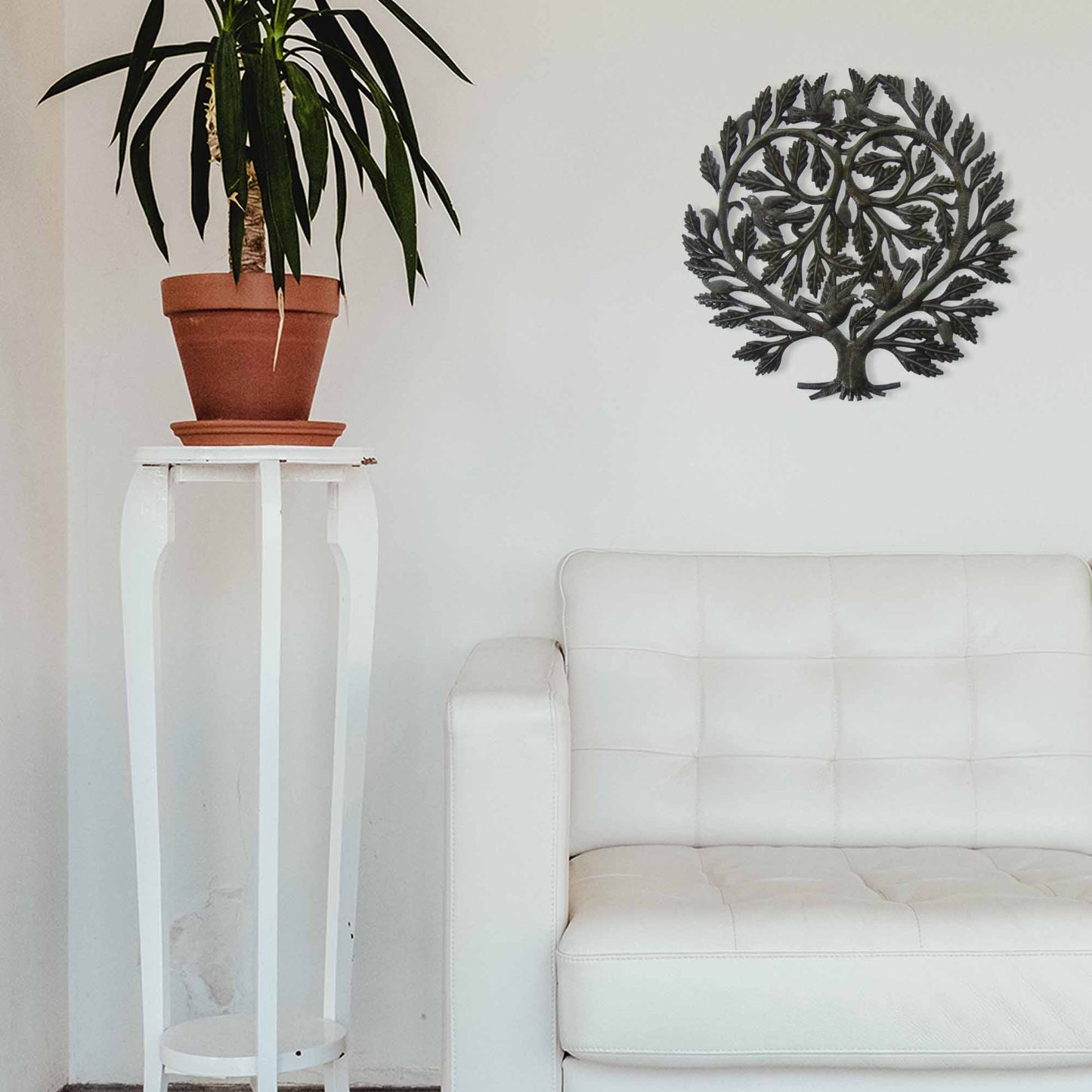 Steel Drum Wall Art - Lover's Heart Tree of Life, 24" Croix des Bouquets