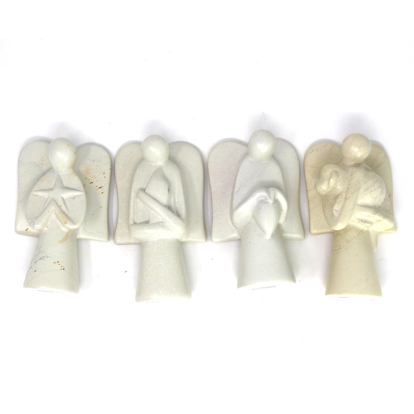 Natural Soapstone Angel Holding Star; 5"