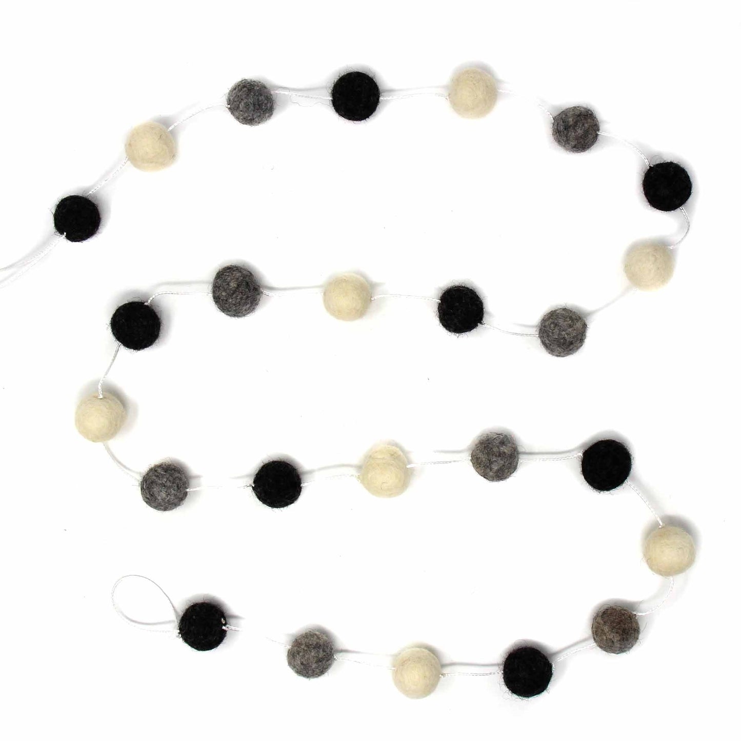 Pom Pom Garlands, White/Black/Gray - Global Groove