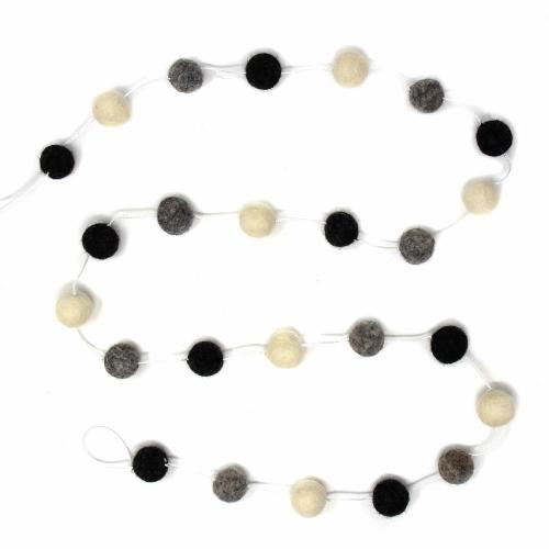 Pom Pom Garlands, White/Black/Gray - Global Groove