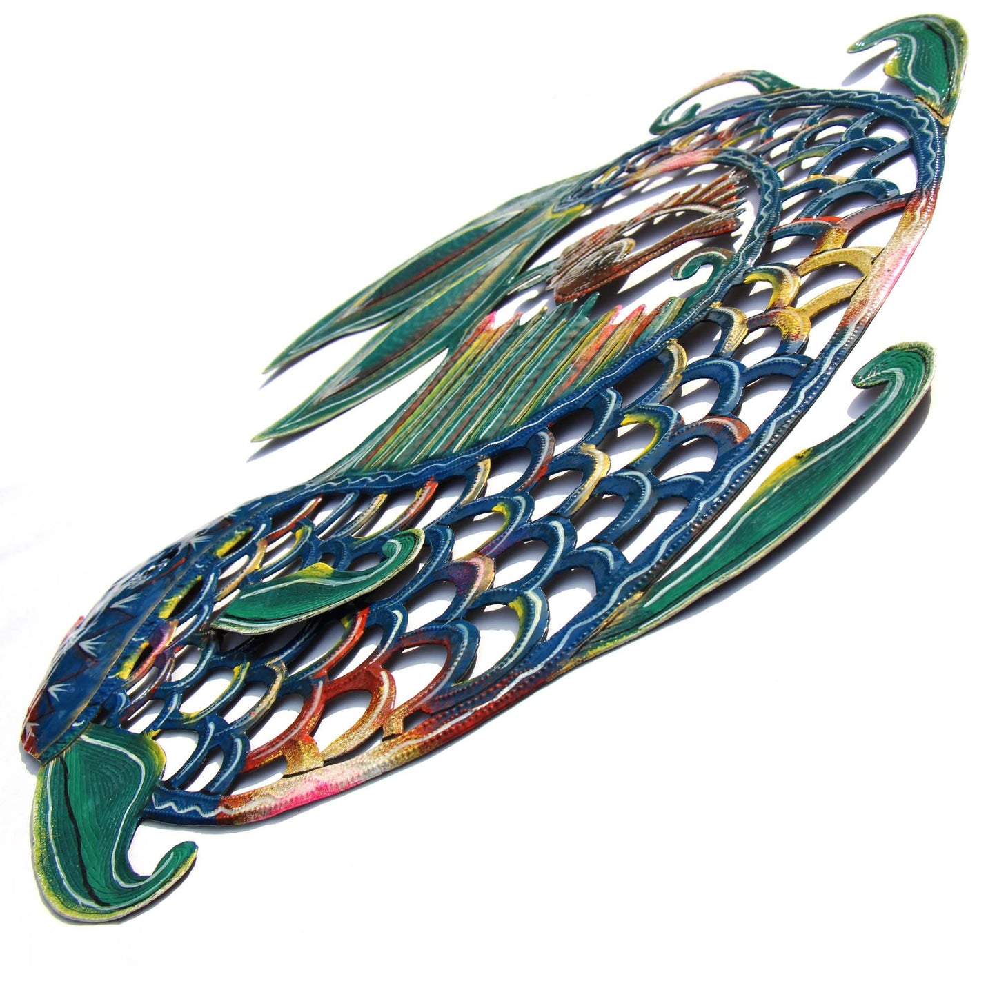 Painted Fish & Shell Steel Drum Wall Art, 24" - by Caribbean Craft