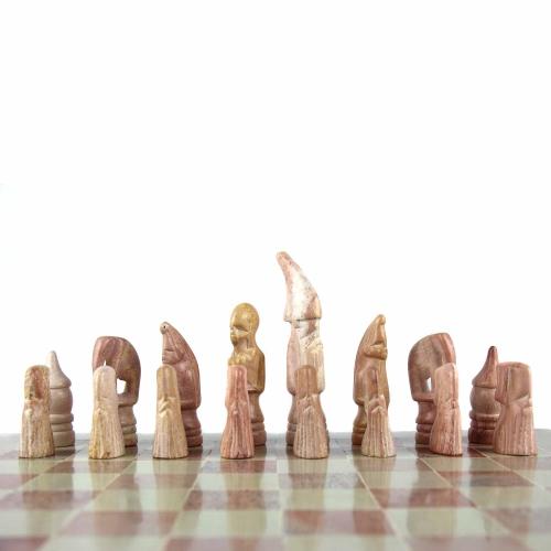 Natural Soapstone Maasai Chess Set; 14" Board