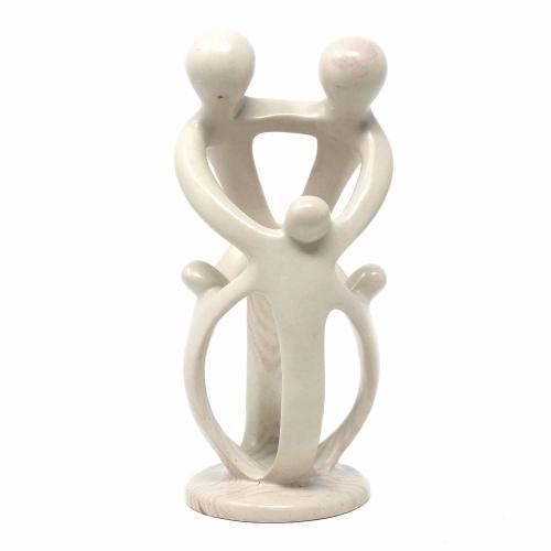 Natural 8" Soapstone Sculpture; 2 Adults, 3 Children