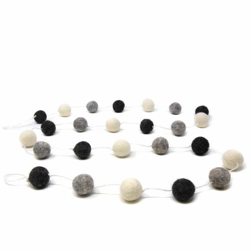 Pom Pom Garlands, White/Black/Gray - Global Groove