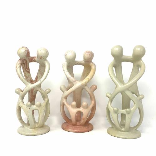 Natural 8" Soapstone Sculpture; 2 Adults, 4 Children