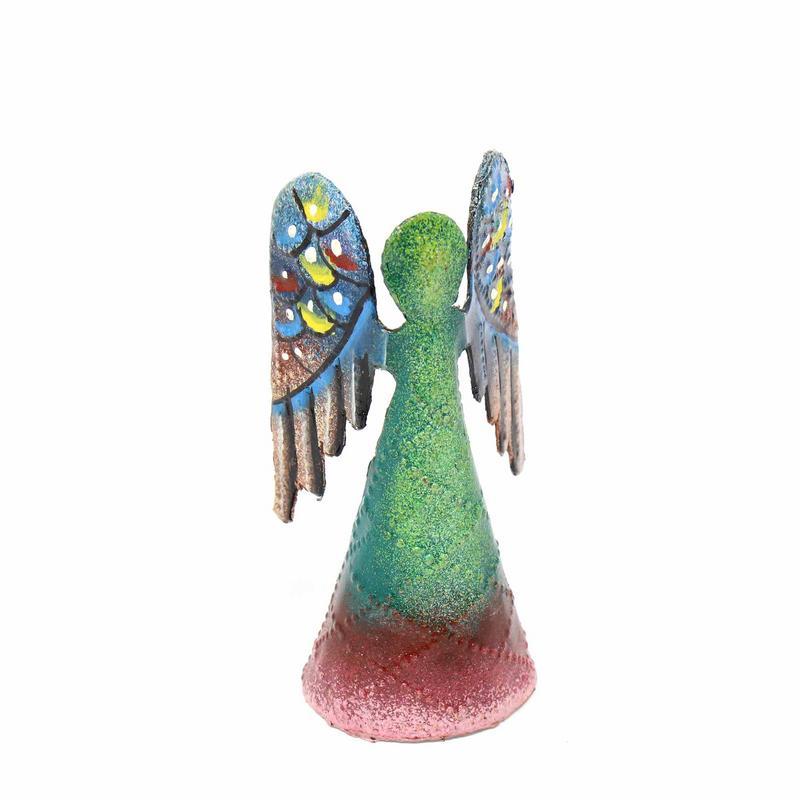 Painted Steel Drum Standing Angel, 4" - Croix des Bouquets (H)