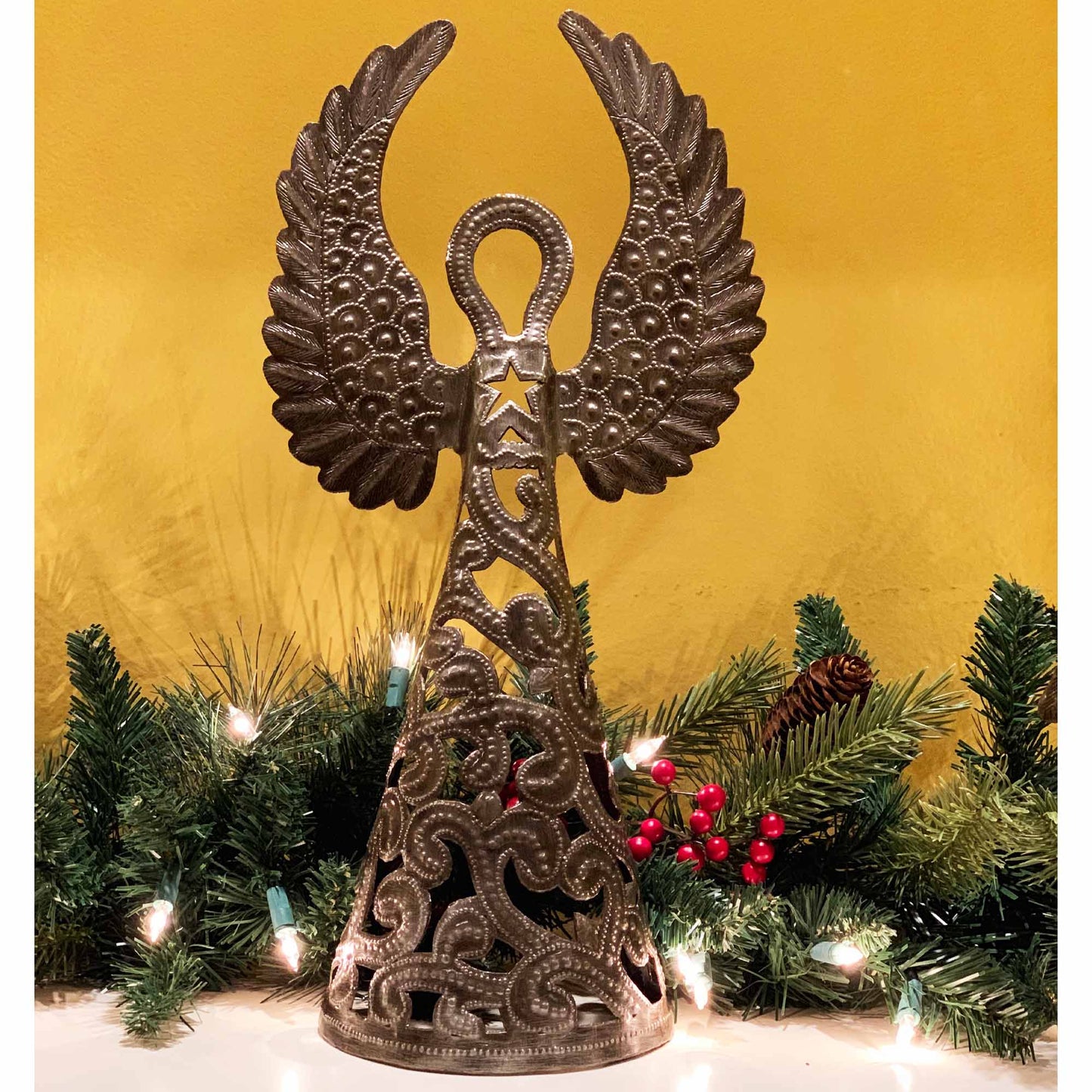 Recycled Steel Drum Angel 16"