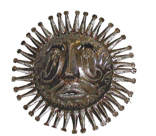 Sun Face Steel Drum Wall Art, 10" - Caribbean Craft