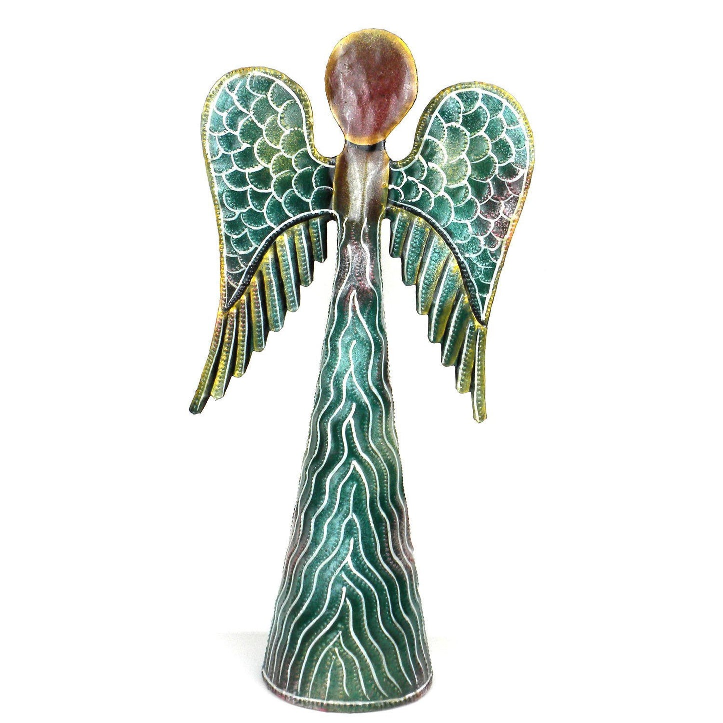 Recycled Steel Drum Angel - Green 12"