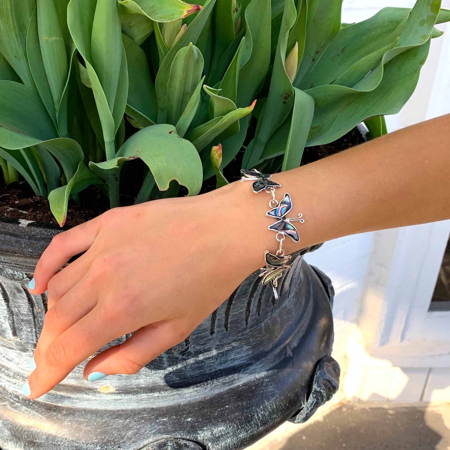 $10 Price drop to support SWEETSurvivor! Abalone and Silver Butterfly Bracelet by Artisana