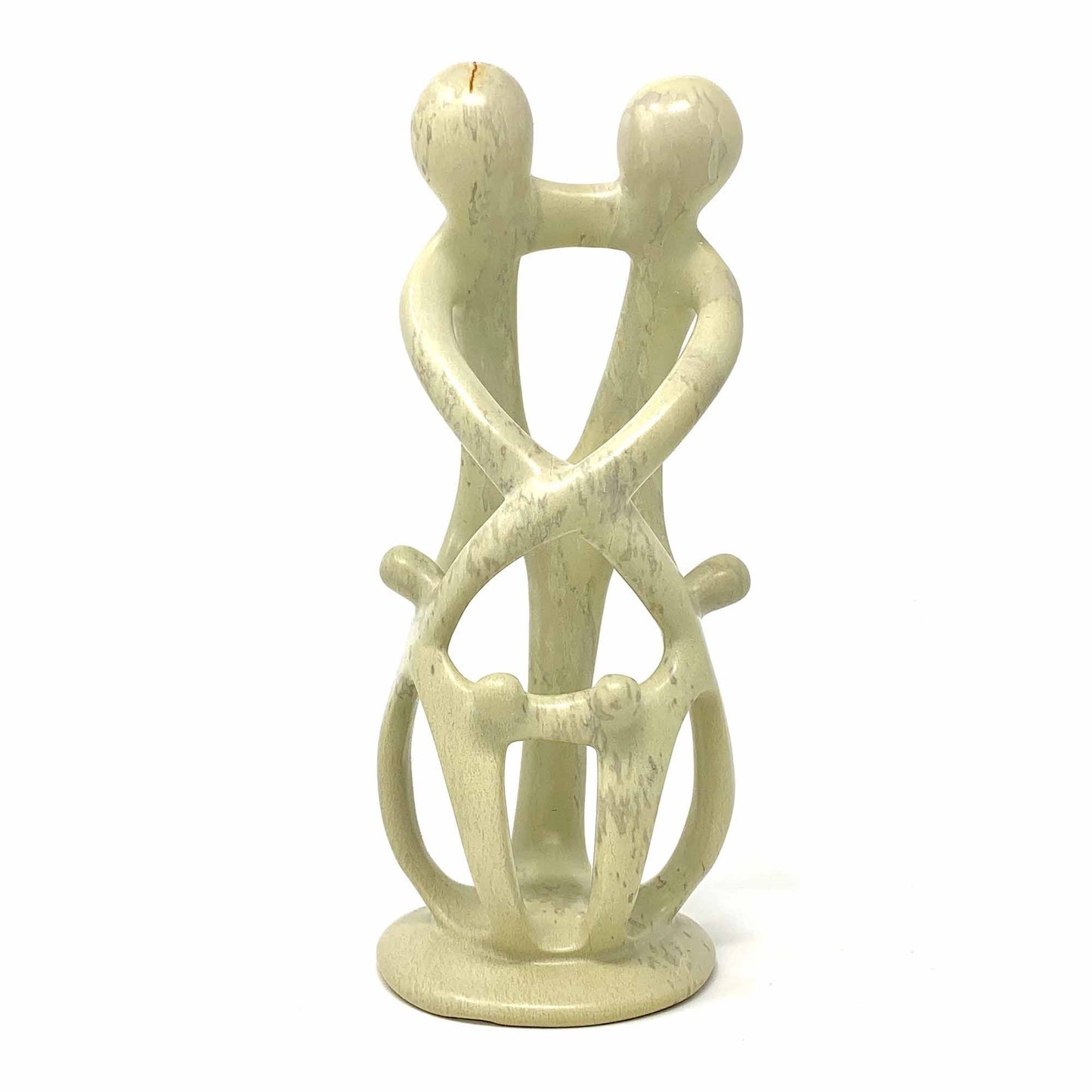 Natural 8" Soapstone Sculpture; 2 Adults, 4 Children