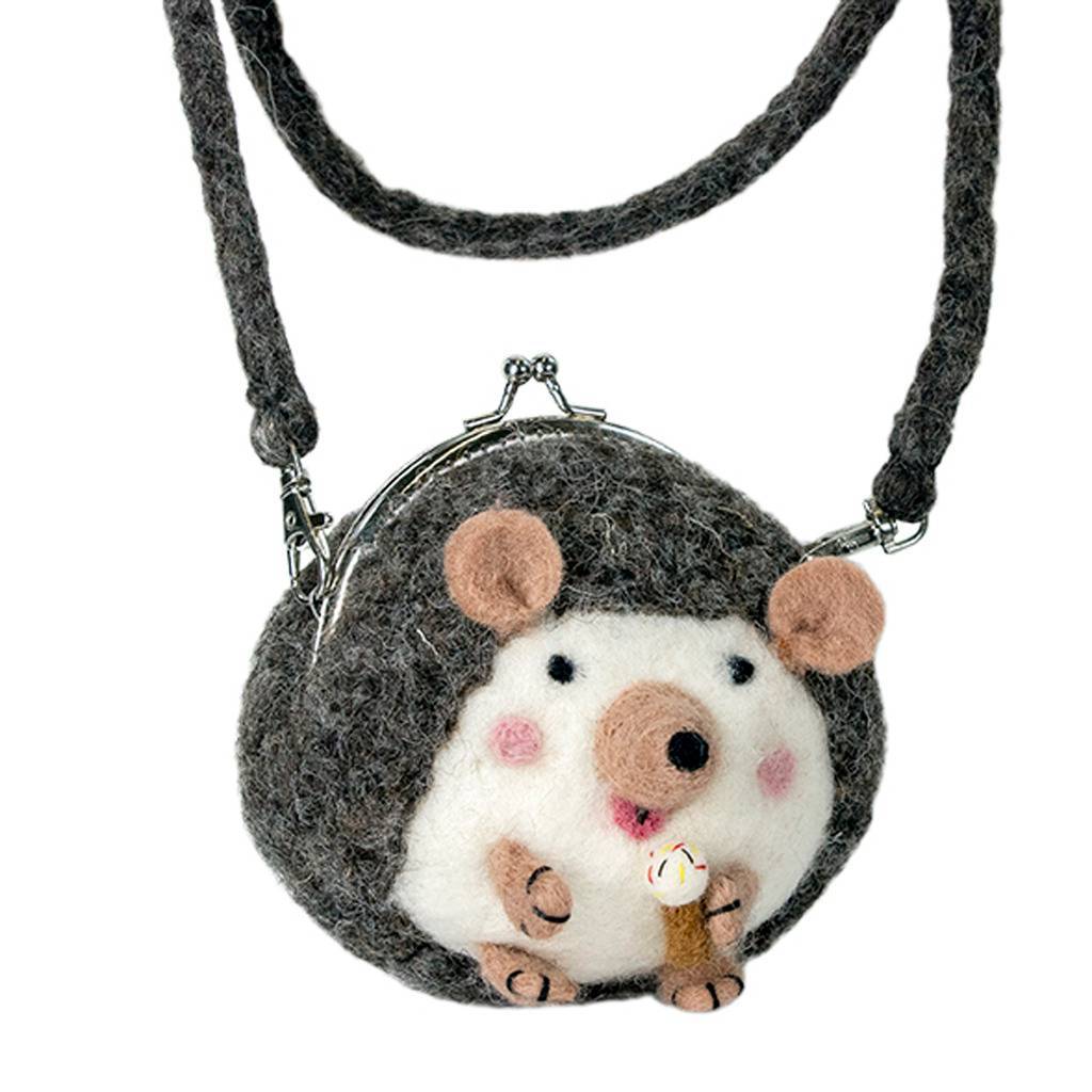 Felt Hedgehog Purse; Kathmandu