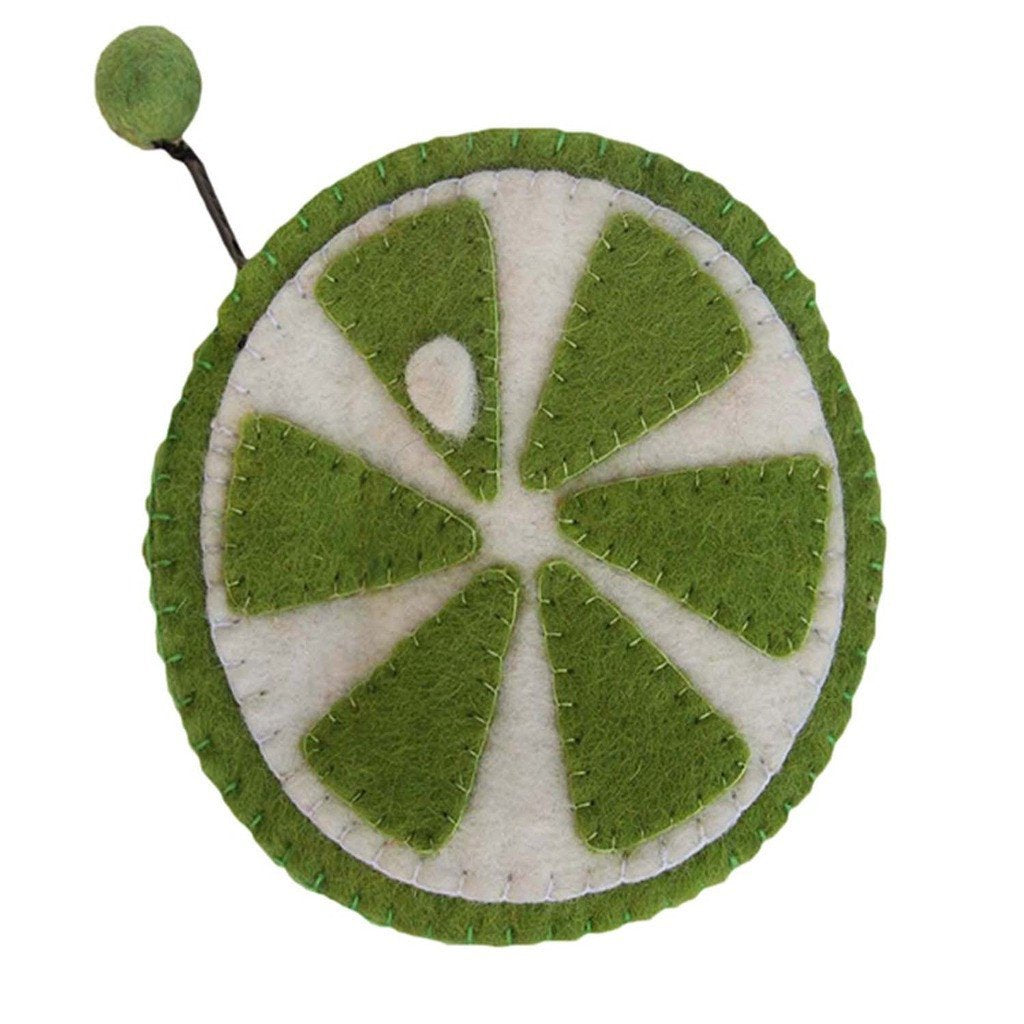 Lime Slice Upcycled Felt Purse