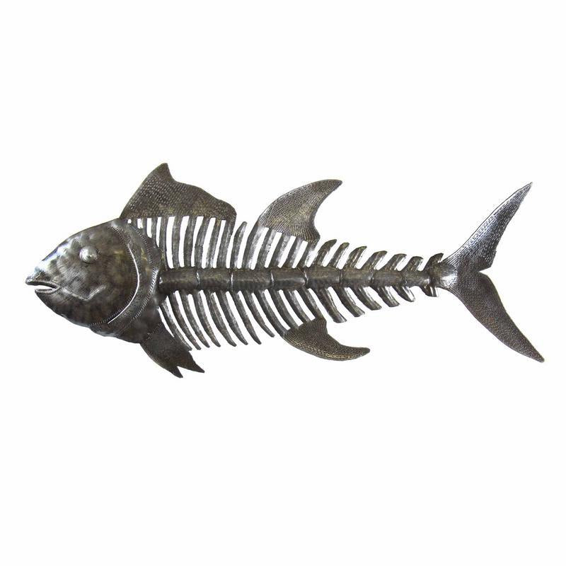 BIG Fish Bones Steel Drum Wall Art, 24" x 10" - Croix des Bouquets