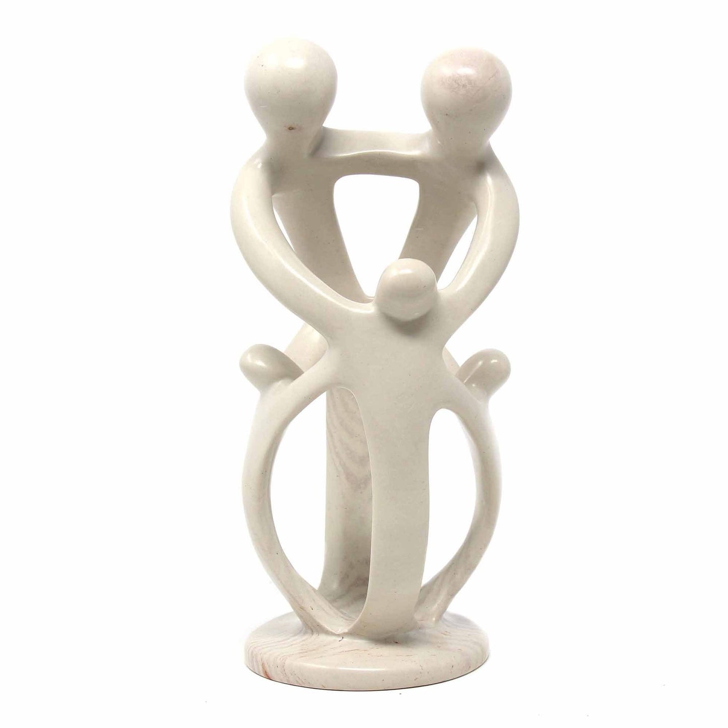 Natural 8" Soapstone Sculpture; 2 Adults, 3 Children