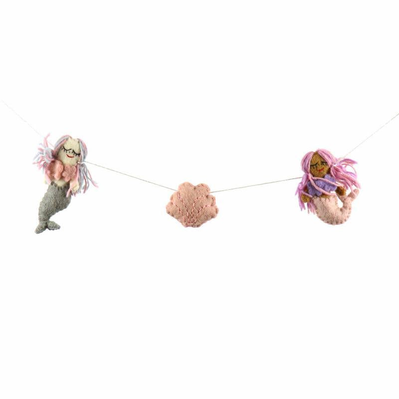 Mermaids in Color Felt Garland - Global Groove
