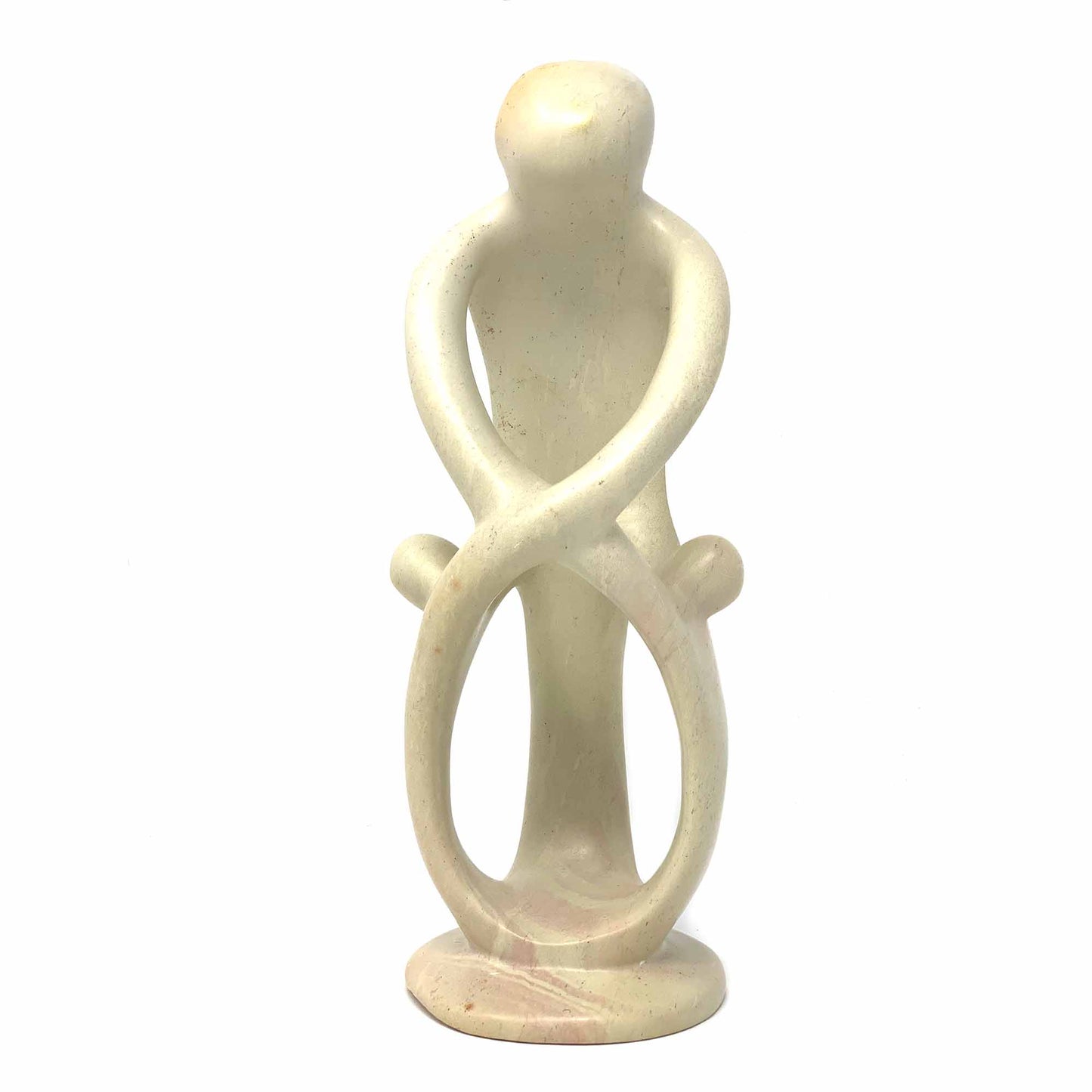Natural 8" Soapstone Family Sculpture; 1 Parent, 2 Children