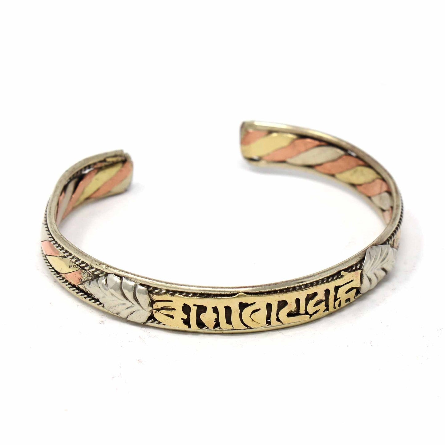 Healing Chant Copper and Brass Meditation Cuff Bracelet - DZI (J)