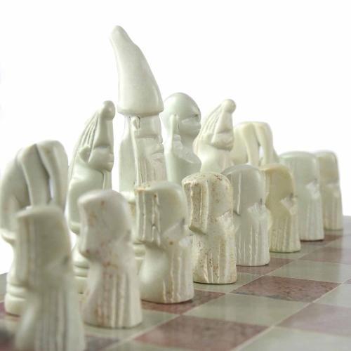 Natural Soapstone Maasai Chess Set; 14" Board