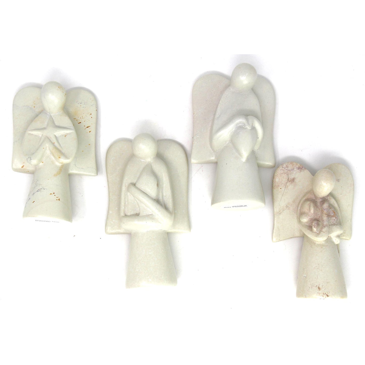Natural Soapstone Angel Holding Star; 5"