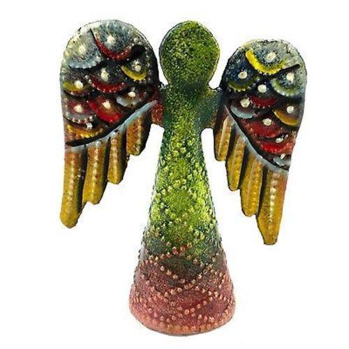 Painted Steel Drum Standing Angel, 4" - Croix des Bouquets (H)