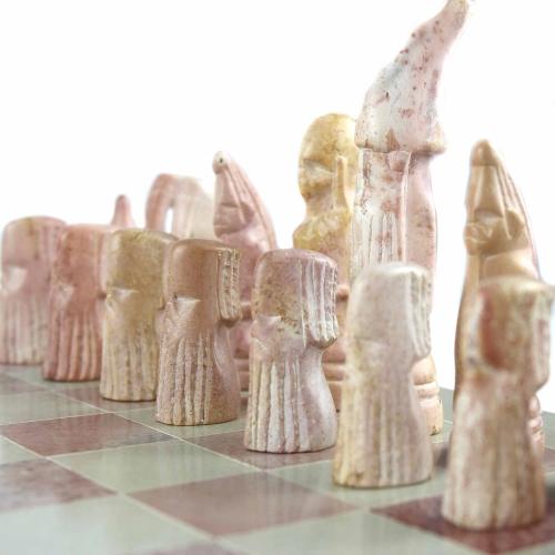 Natural Soapstone Maasai Chess Set; 14" Board