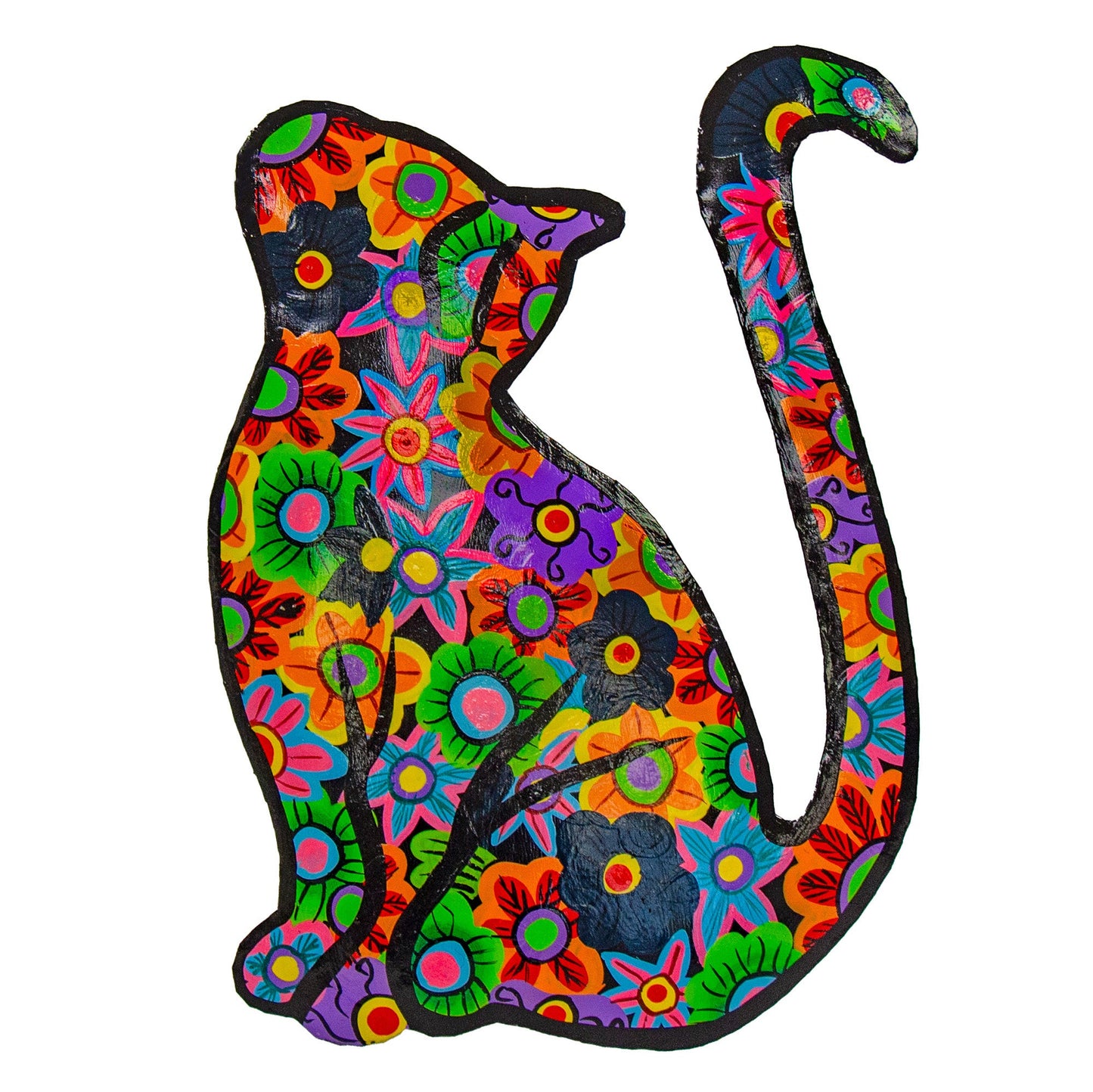 Happy Kitty Haitian Steel Drum Wall Art - approx. 13” x 8”