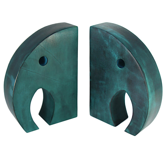 Extremos del libro de elefante verde azulado, esteatita Gorara tallada