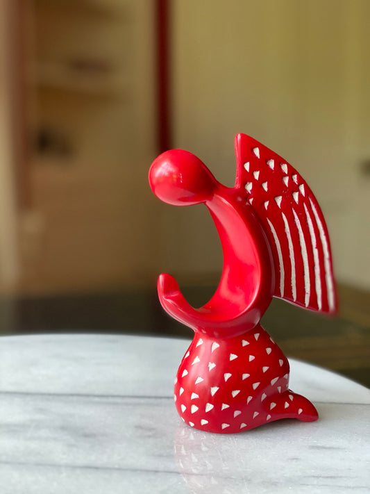 Praying Angel Soapstone Sculpture, Red Finish ~ approx. 4.5” tall