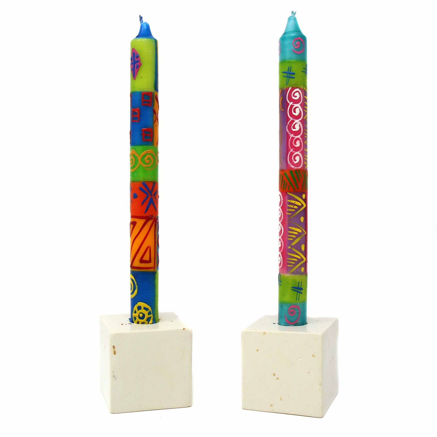 Hand-Painted Dinner Candles, Pair (Shahida Design)