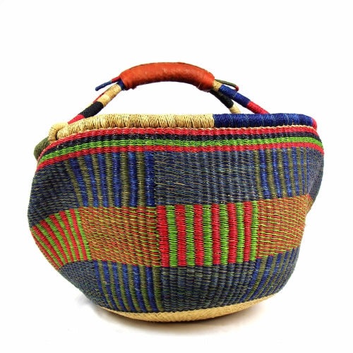 Bolga Market Basket, Mixed Colors 15” x 10”