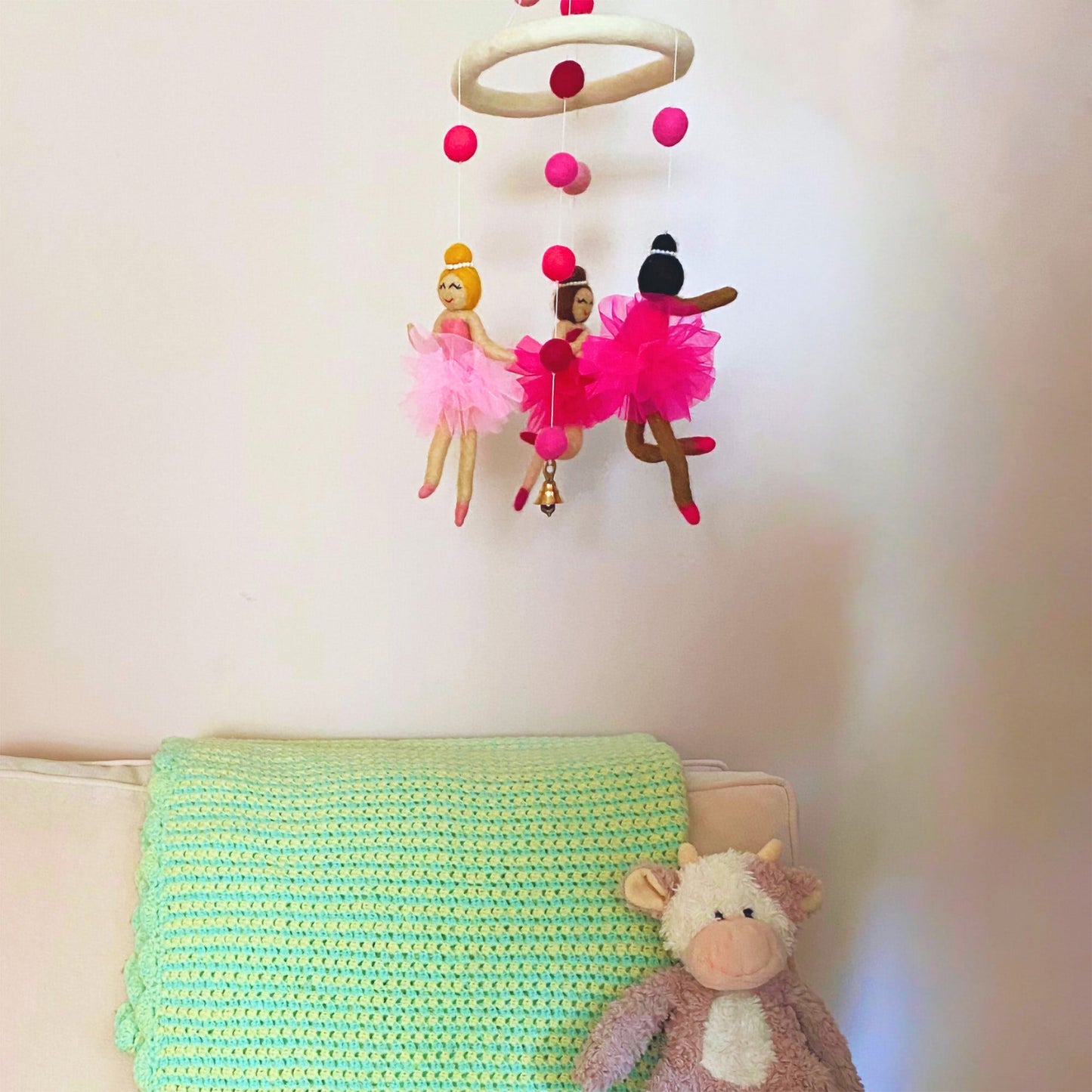 Pink Ballerina Felt Nursery Mobile