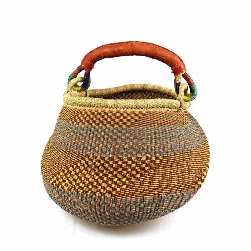 Bolga Pot Design Market Basket, Mixed Colors, approx. 17” x 10”