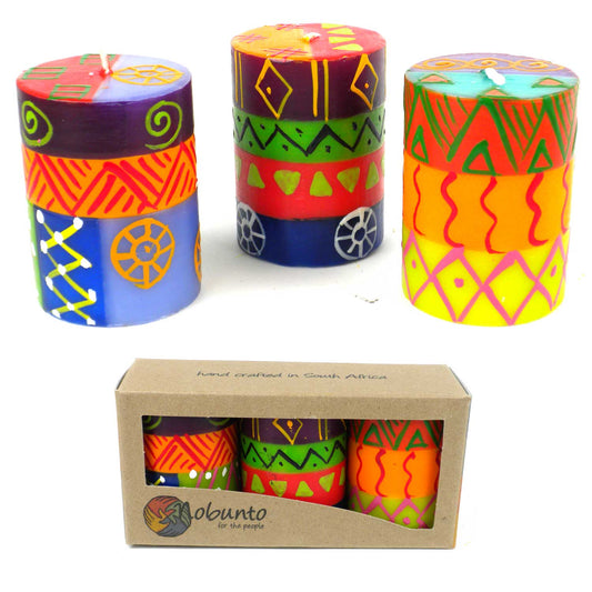 Velas pintadas a mano - Tres en caja - Shahida Design