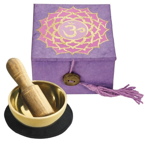 Mini Caja de Cuenco de Meditación: Chakra Corona de 2" - DZI (Meditación)