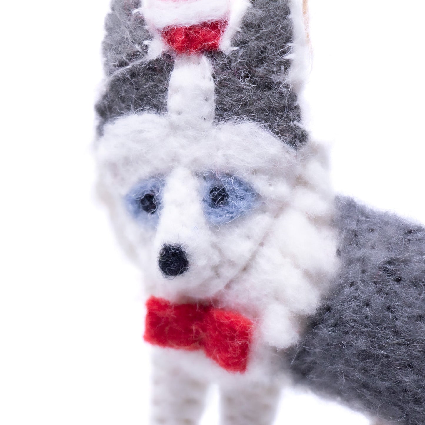 Husky Santa Handmade Felt Ornaments, Set of 2