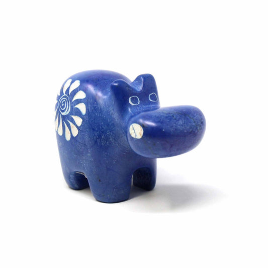 Hipopótamo de esteatita azul hecho a mano - Smolart
