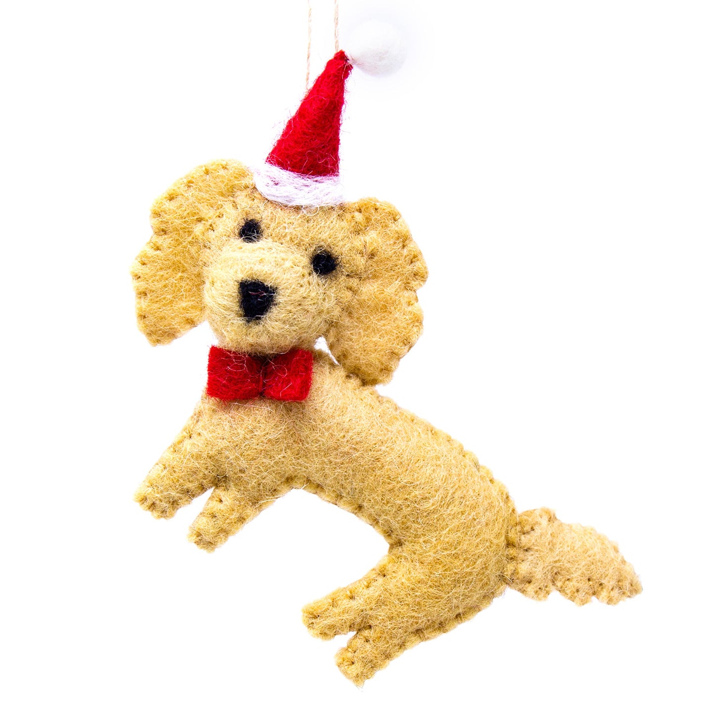 Labradoodle Santa Handmade Felt Ornaments, Set of 2