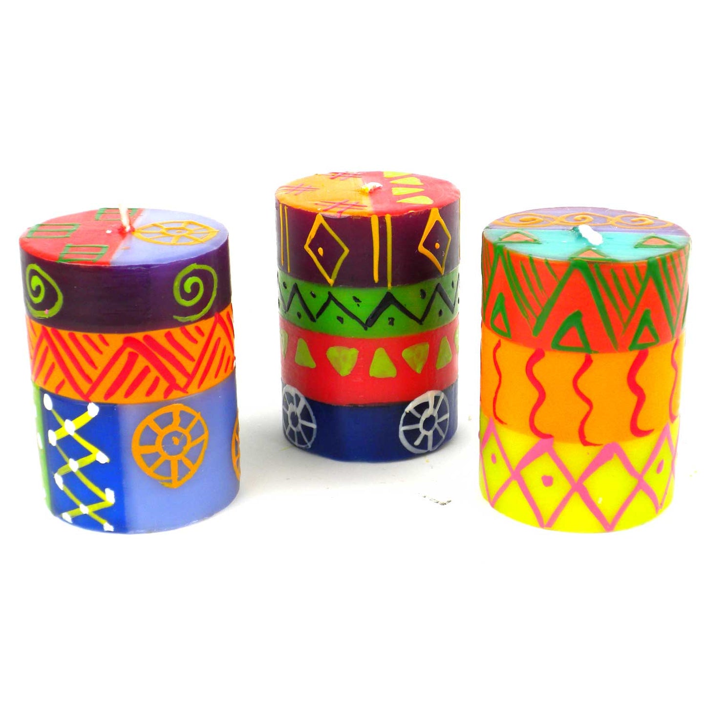 Velas pintadas a mano - Tres en caja - Shahida Design