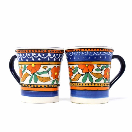 Flared Coffee Mugs - Orange and Blue, Set of Two - Encantada