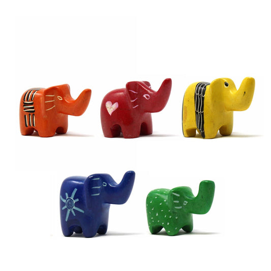 Pequeños elefantes de esteatita - Paquete surtido de 5 colores