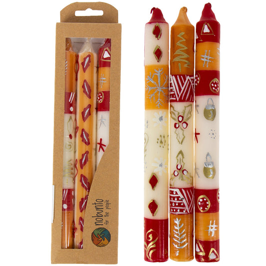 Tall Hand Painted Candles - Three in Box - Kimeta Design - Nobunto