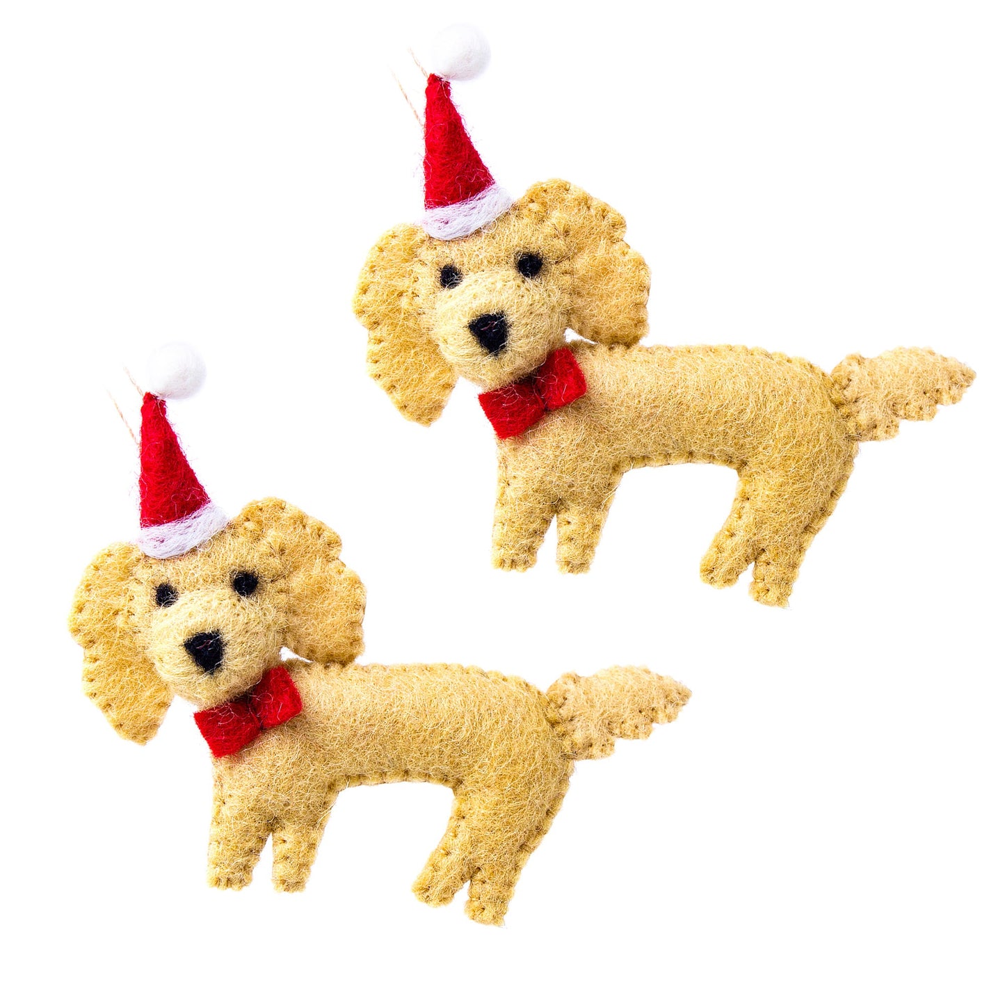 Labradoodle Santa Handmade Felt Ornaments, Set of 2