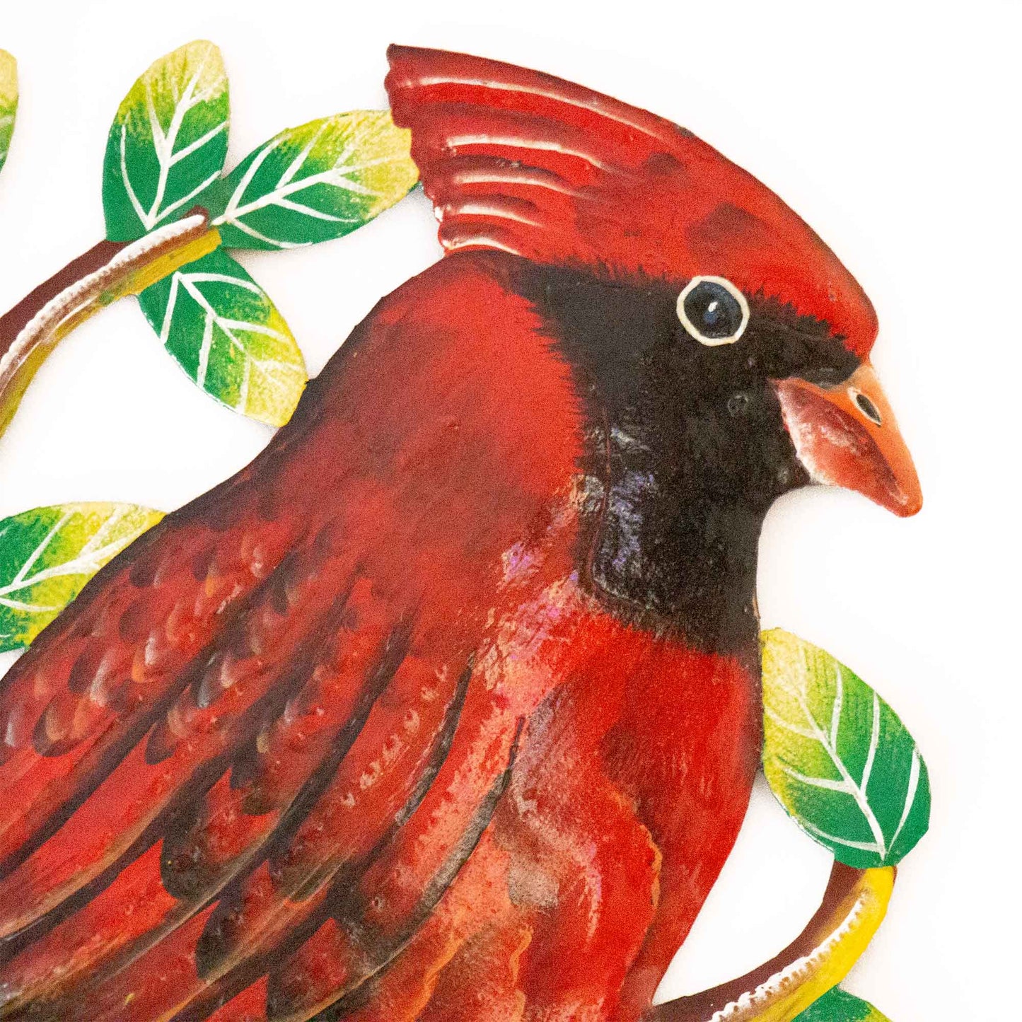 Cardinal on Branch Steel Drum Wall Art 13” x 8”