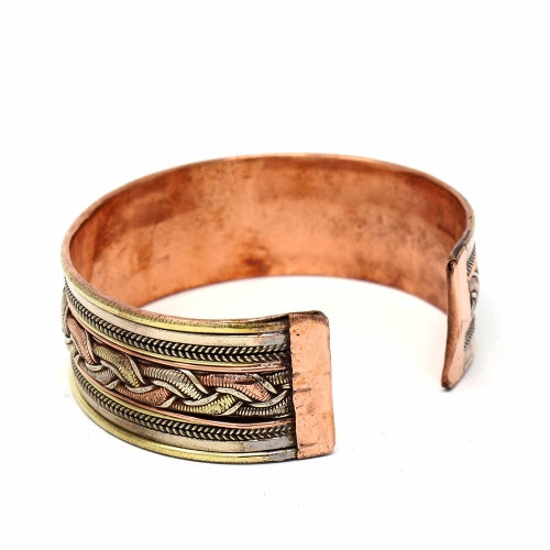 Brazalete de cobre y latón: Cinta curativa - DZI (J)