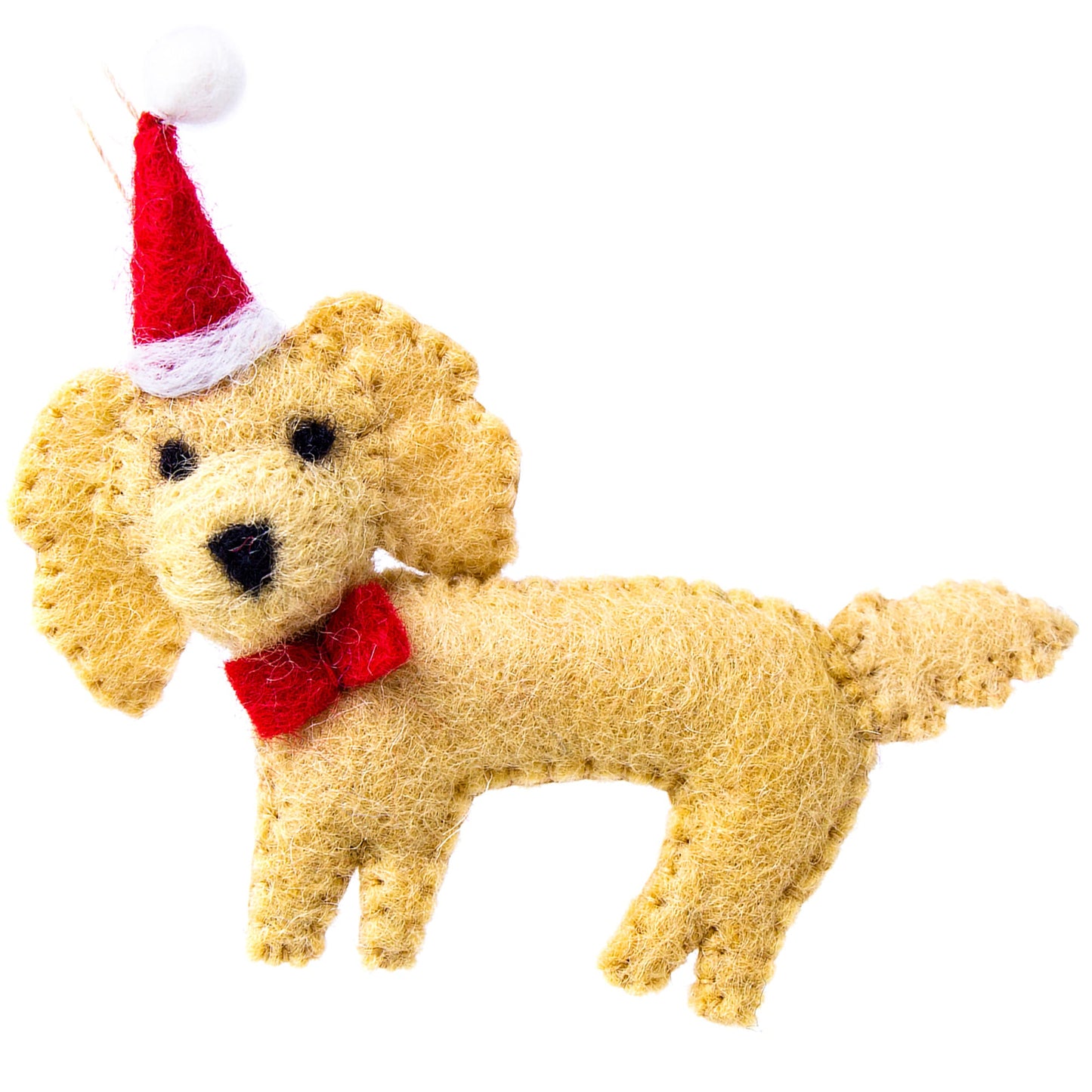 Labradoodle Santa Handmade Felt Ornaments, Set of 2