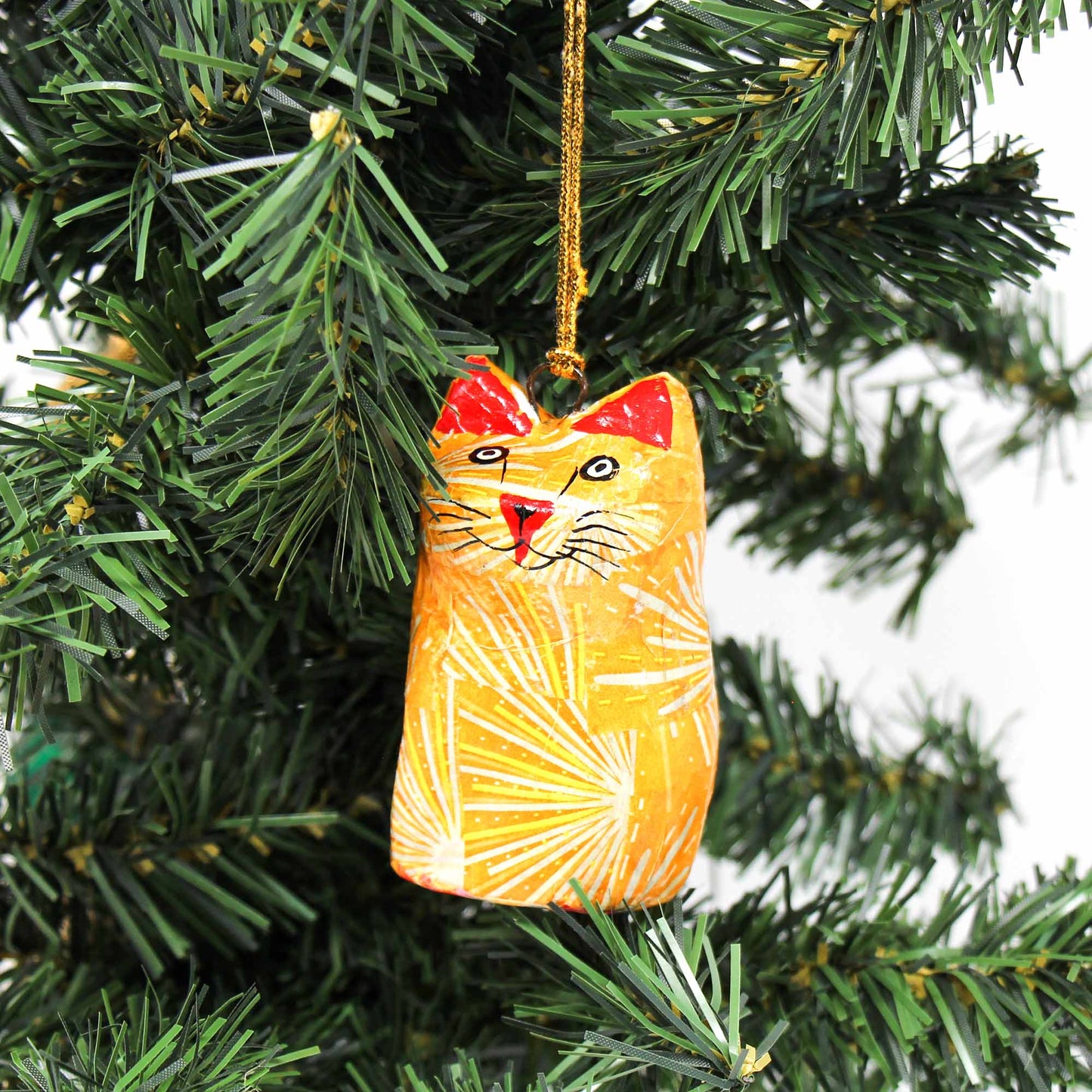 Handpainted Cat Ornaments, Set of 2