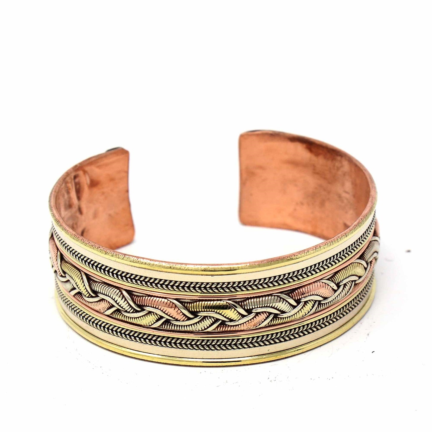 Brazalete de cobre y latón: Cinta curativa - DZI (J)