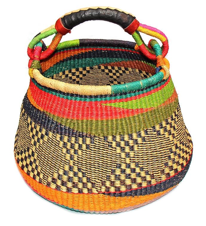 Bolga Pot Design Market Basket, Mixed Colors, approx. 17” x 10”