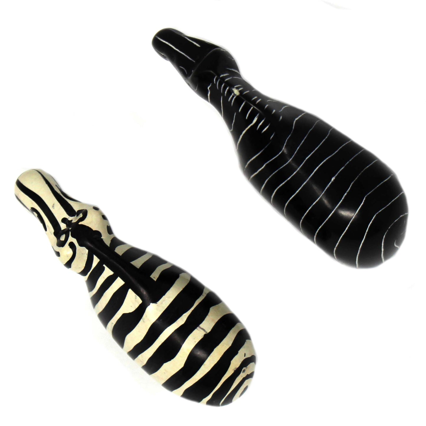 Zebra Soapstone Sculptures, Set of 2